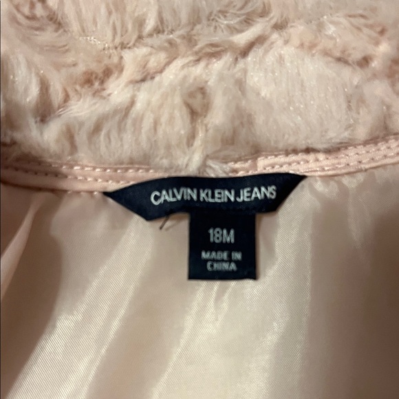 Calvin Klein Jeans Soft Pink Kids Faux Fur Coat - Picture 3 of 3